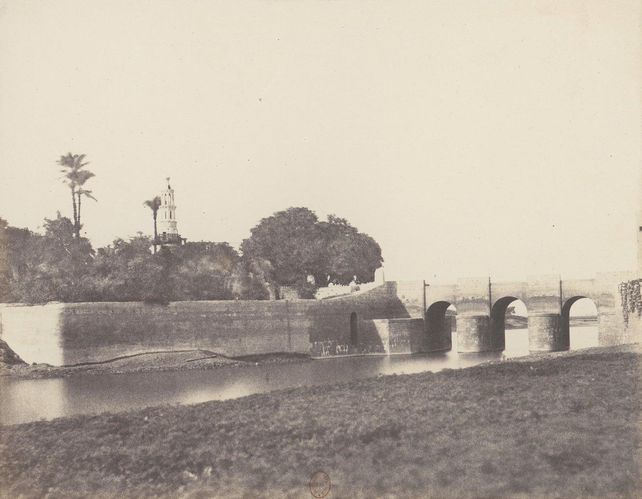 Syout, Pont Sur le Grand Canal, 1851-52, impresso em 1853-54. de Félix Teynard
