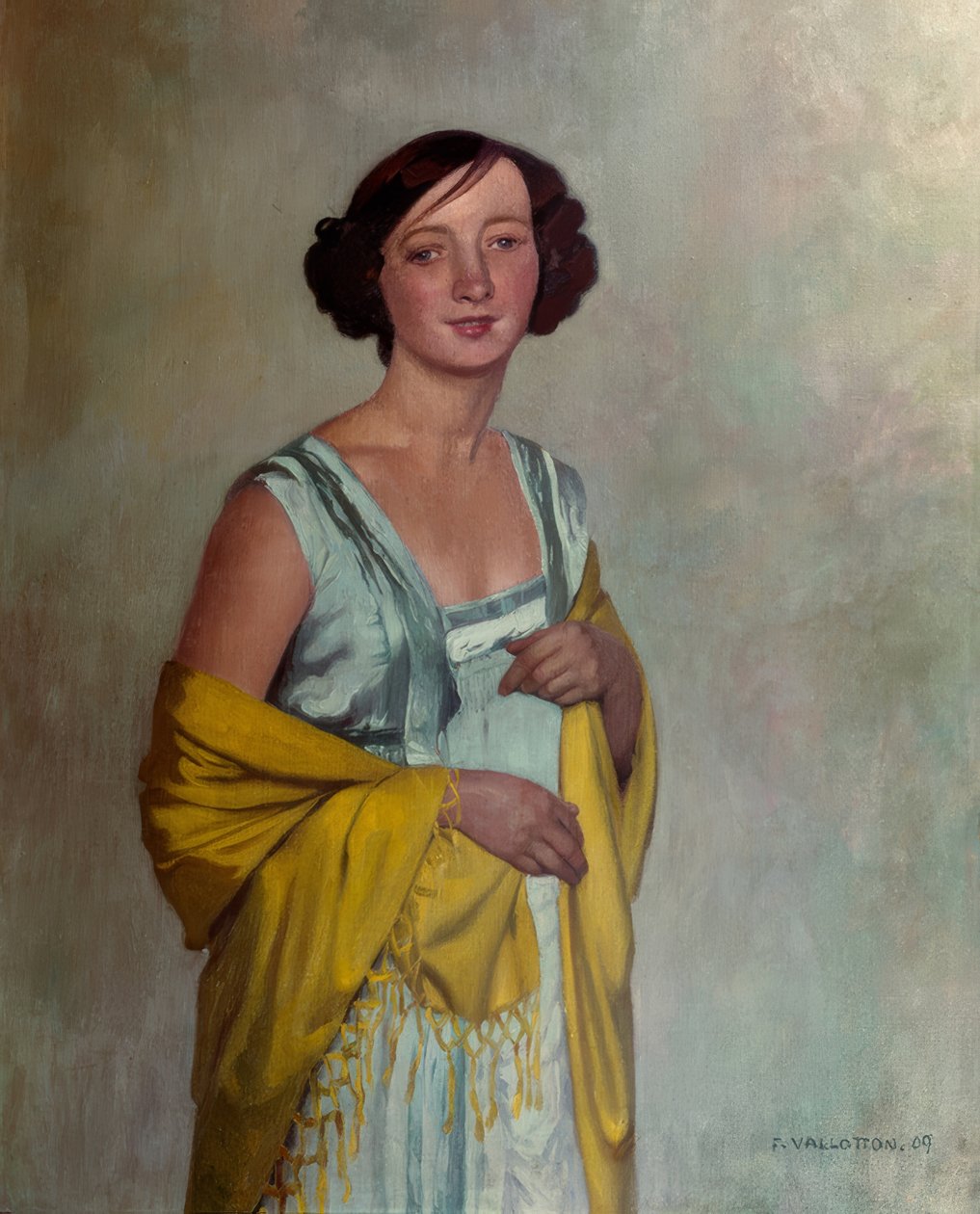 Retrato de uma senhora com um lenço amarelo de Félix Vallotton