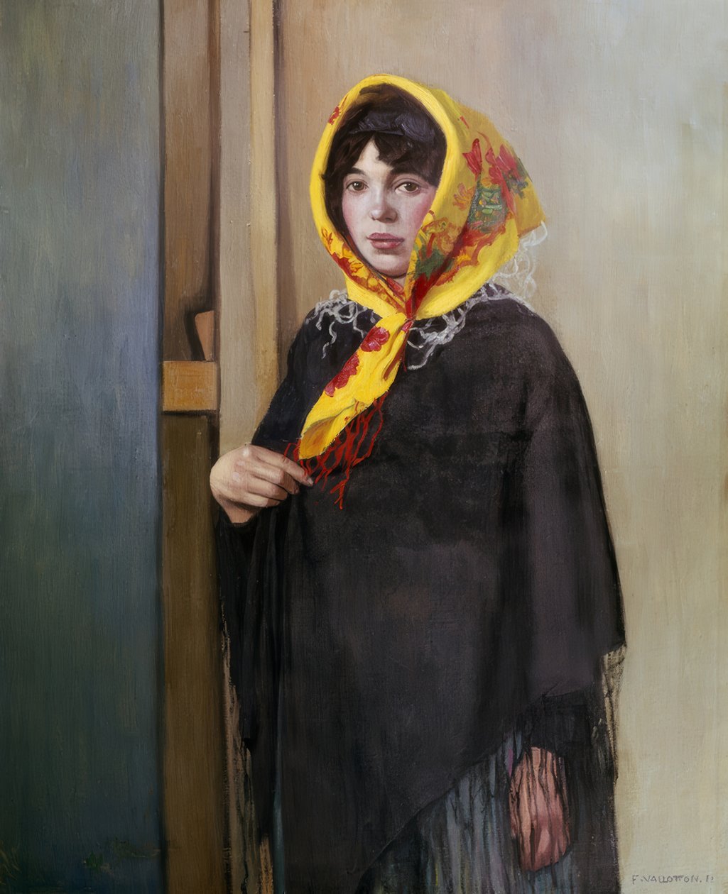 Mulher jovem com lenço amarelo de Félix Vallotton
