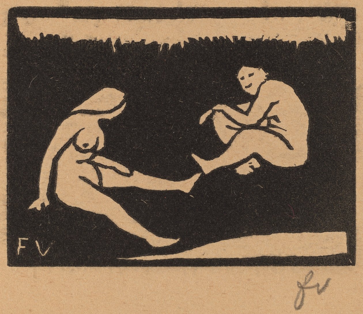 Dois banhistas sentados (Deux bagneuses assises) de Félix Vallotton