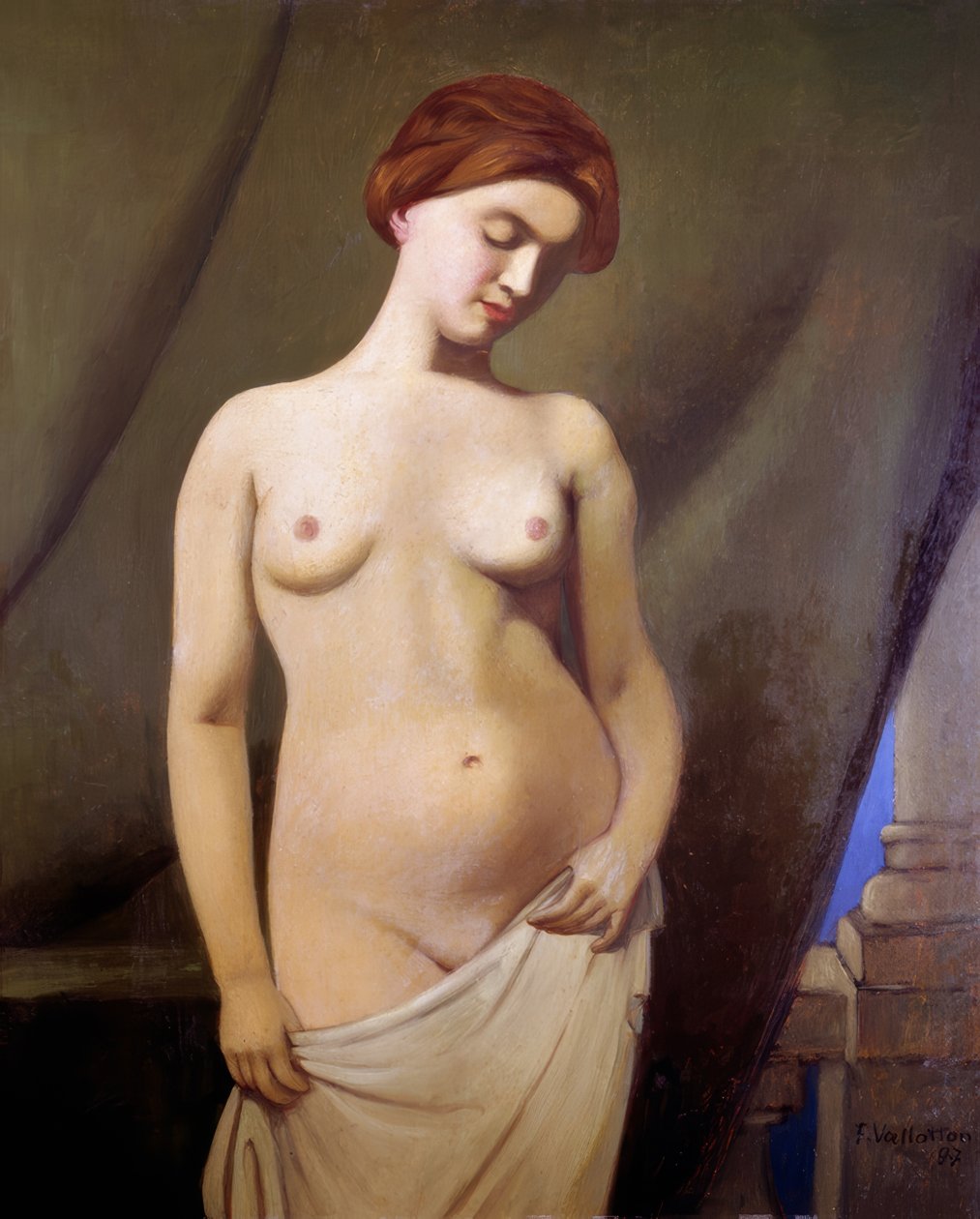 Nu feminino, cortina verde de Félix Vallotton