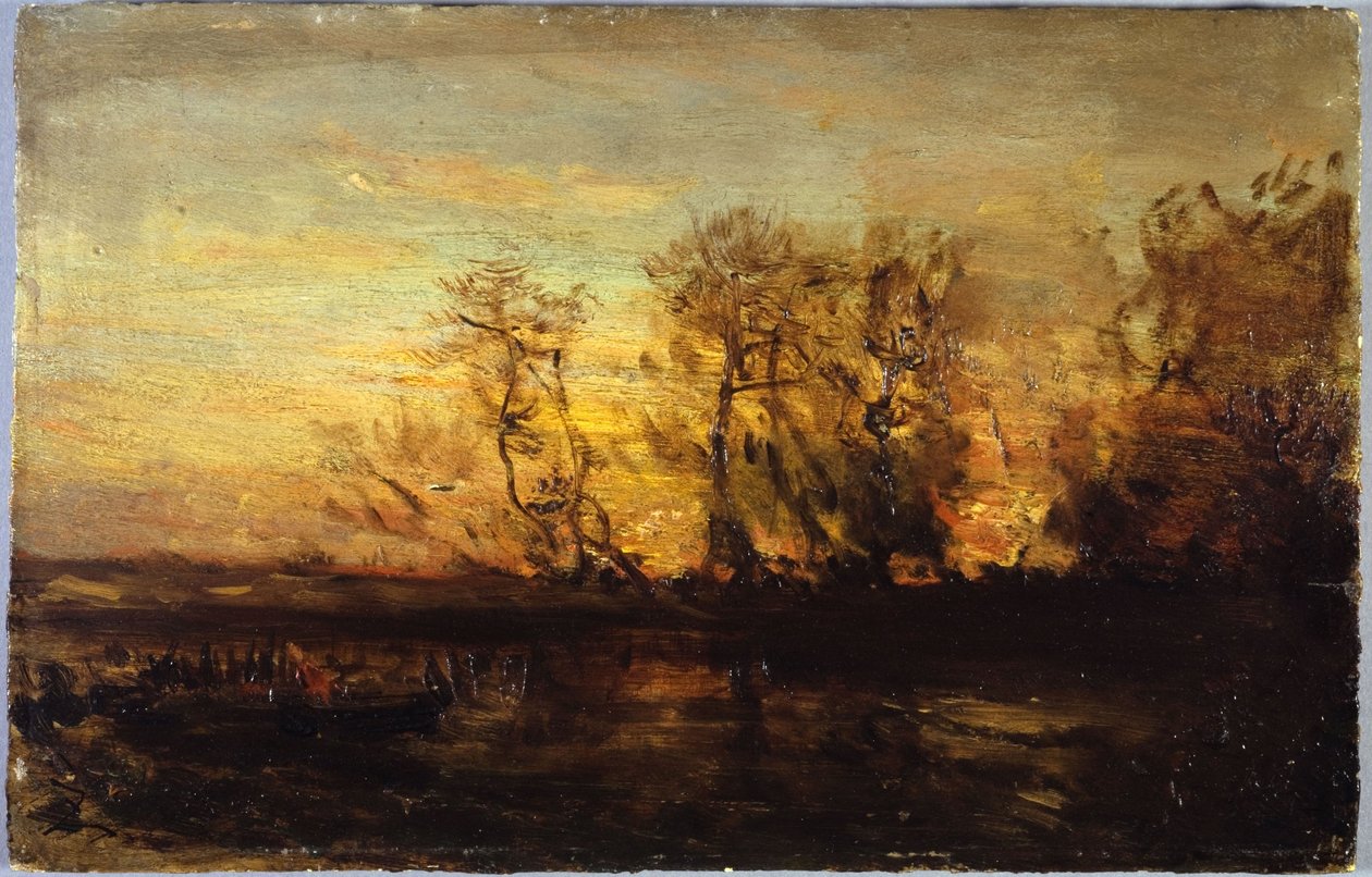 Pôr do sol, entre 1850 e 1860 (óleo sobre cartão sobre madeira) de Félix Ziem