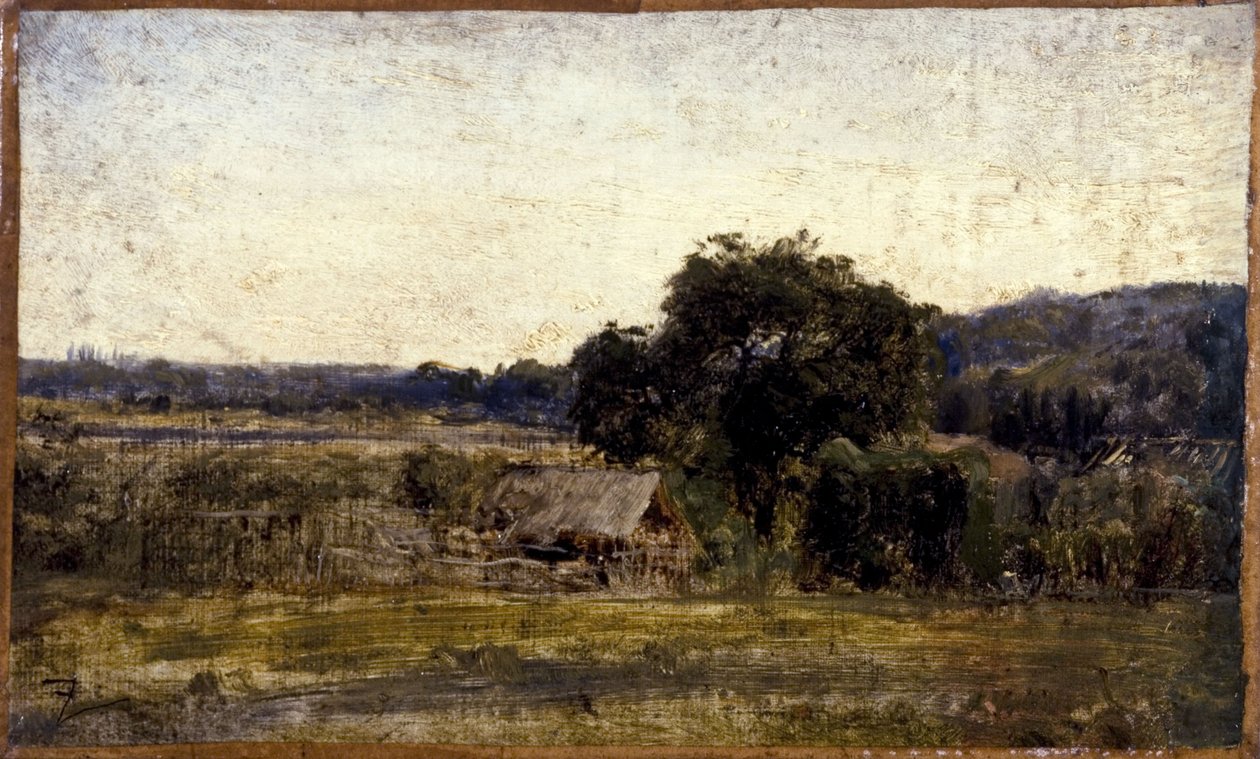 Casa de palha, entre 1850 e 1860 (óleo sobre papel sobre tela) de Félix Ziem