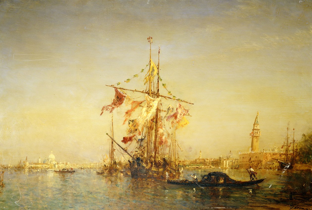 A Veneza Bacino com Transporte, de Félix Ziem