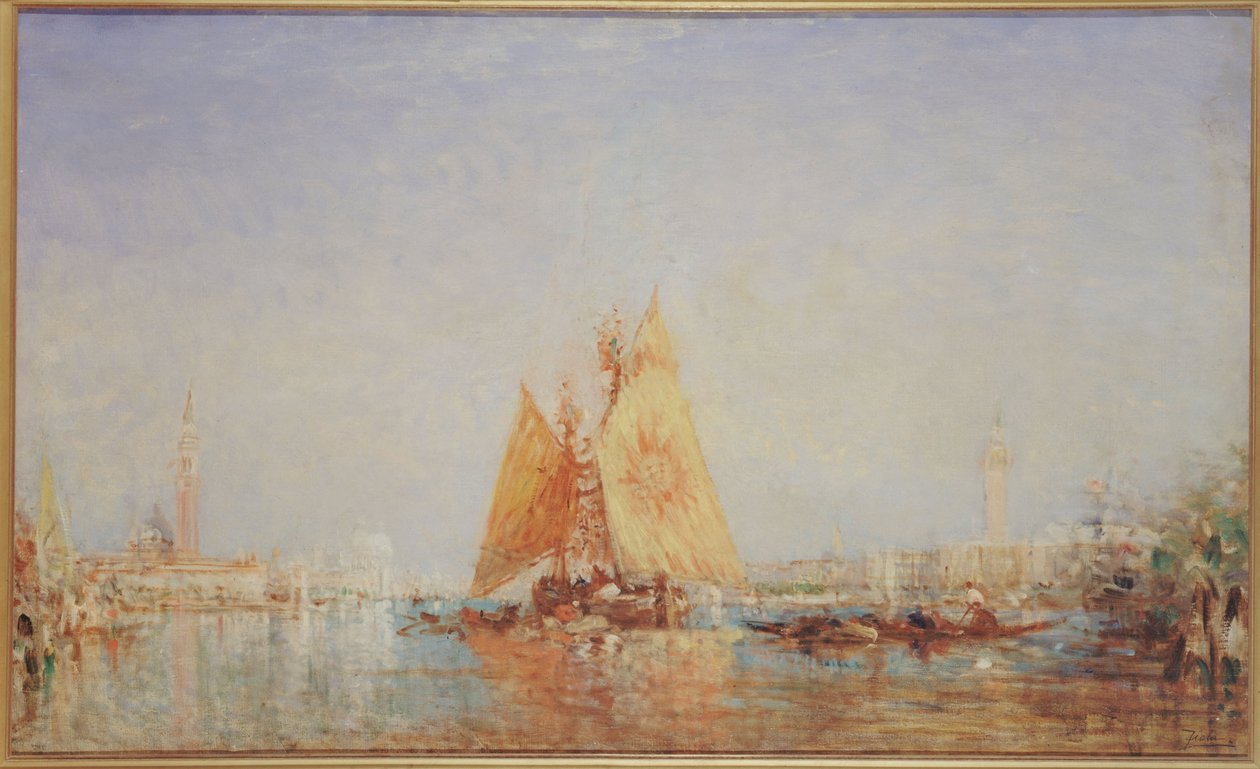 Veneza, Trabaccolo com vela amarela, entre 1870 e 1890 (óleo sobre tela) de Félix Ziem