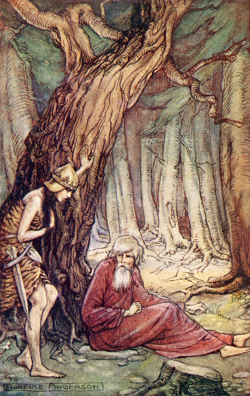 Boadicea and the Druid, do poema Boadicea de William Cowper, de Reading from Historical Romances, publicado em 1914 de Florence Anderson