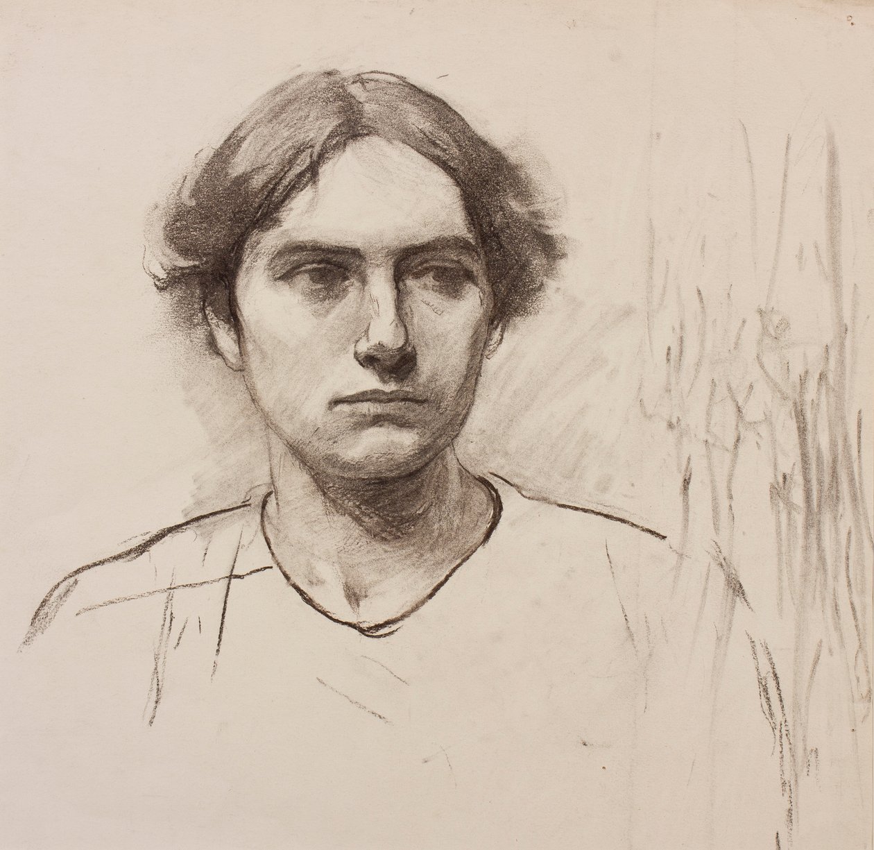 Chefe de um modelo de escola de arte, c.1900 (carvão sobre papel) de Florence Eleanor Shepard