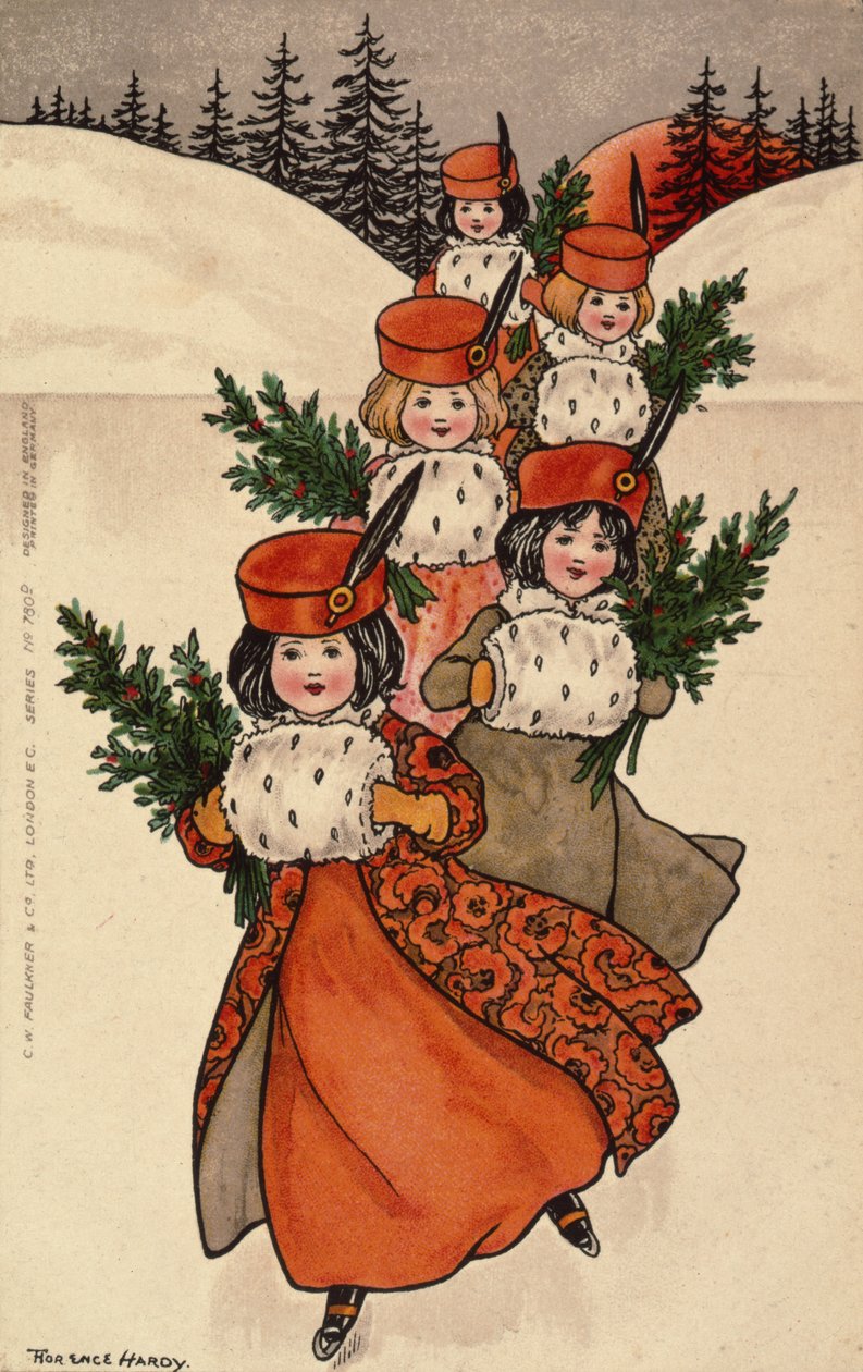 Cinco meninas com muffs de Florence Hardy