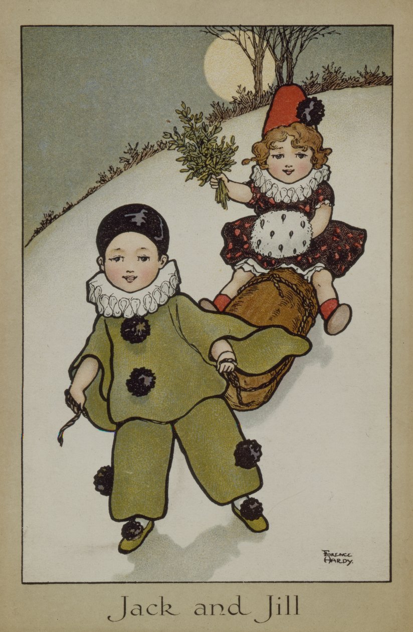 Jack e Jill, cartão vitoriano de Florence Hardy