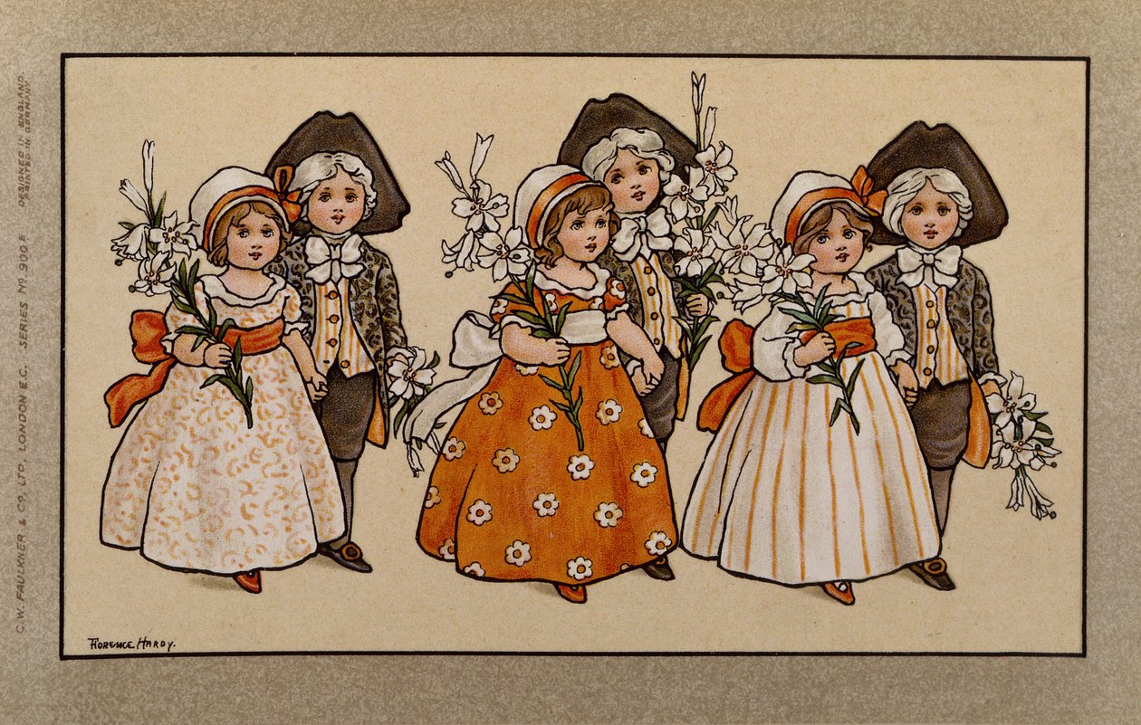 Lírios, cartão vitoriano de Florence Hardy