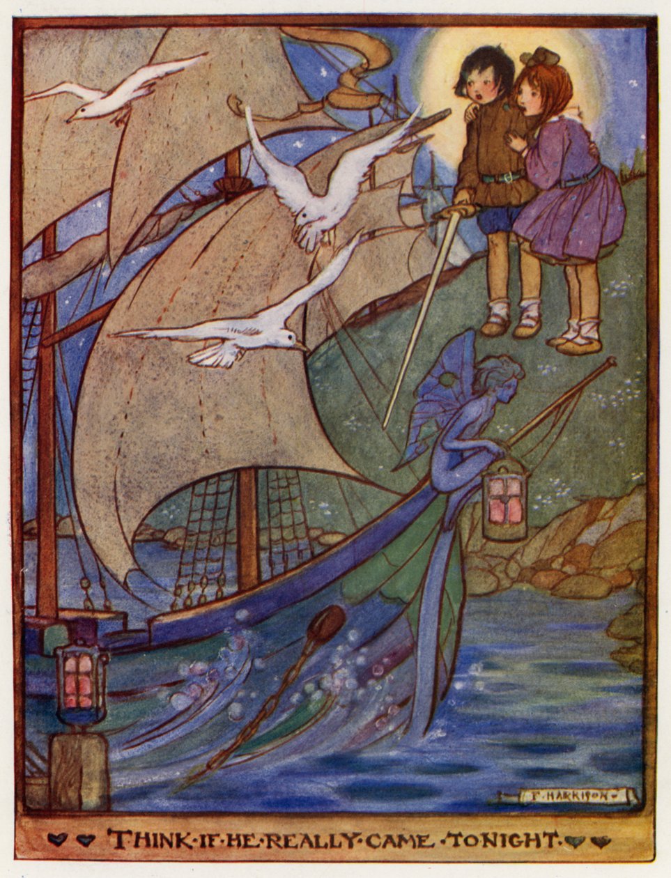 Pensa se ele veio mesmo esta noite (litografia a cores) de Florence Harrison