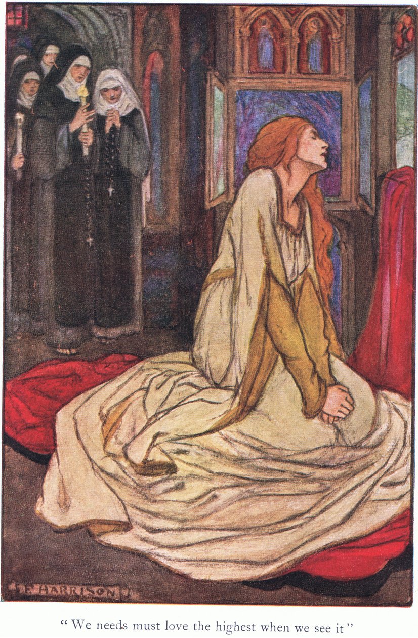 "Temos de ver o melhor quando o vemos" (Guinevere) (litografia a cores) de Florence Harrison