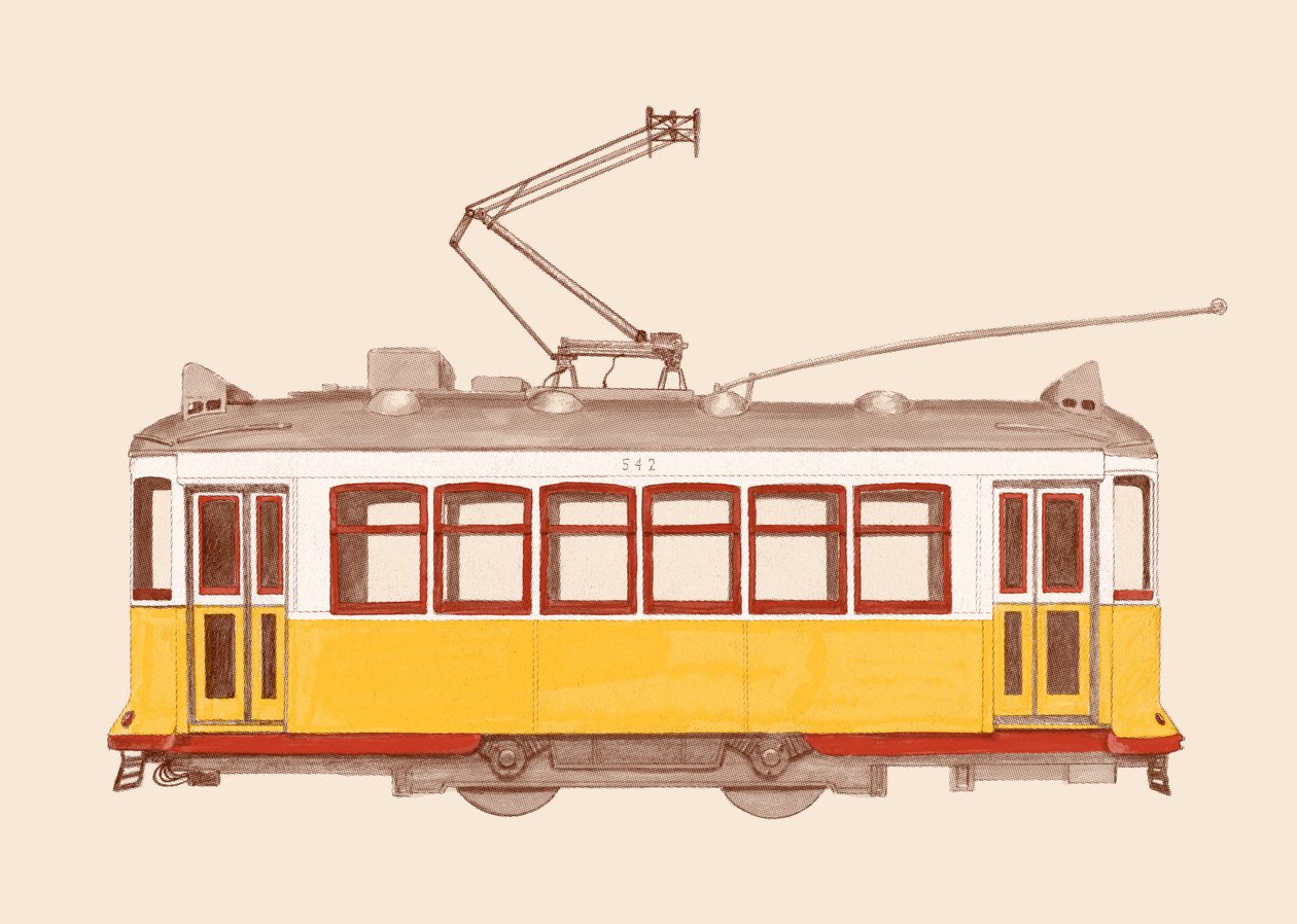 Lisboa - Eléctrico, 2020 (lápis, digital) de Florent Bodart