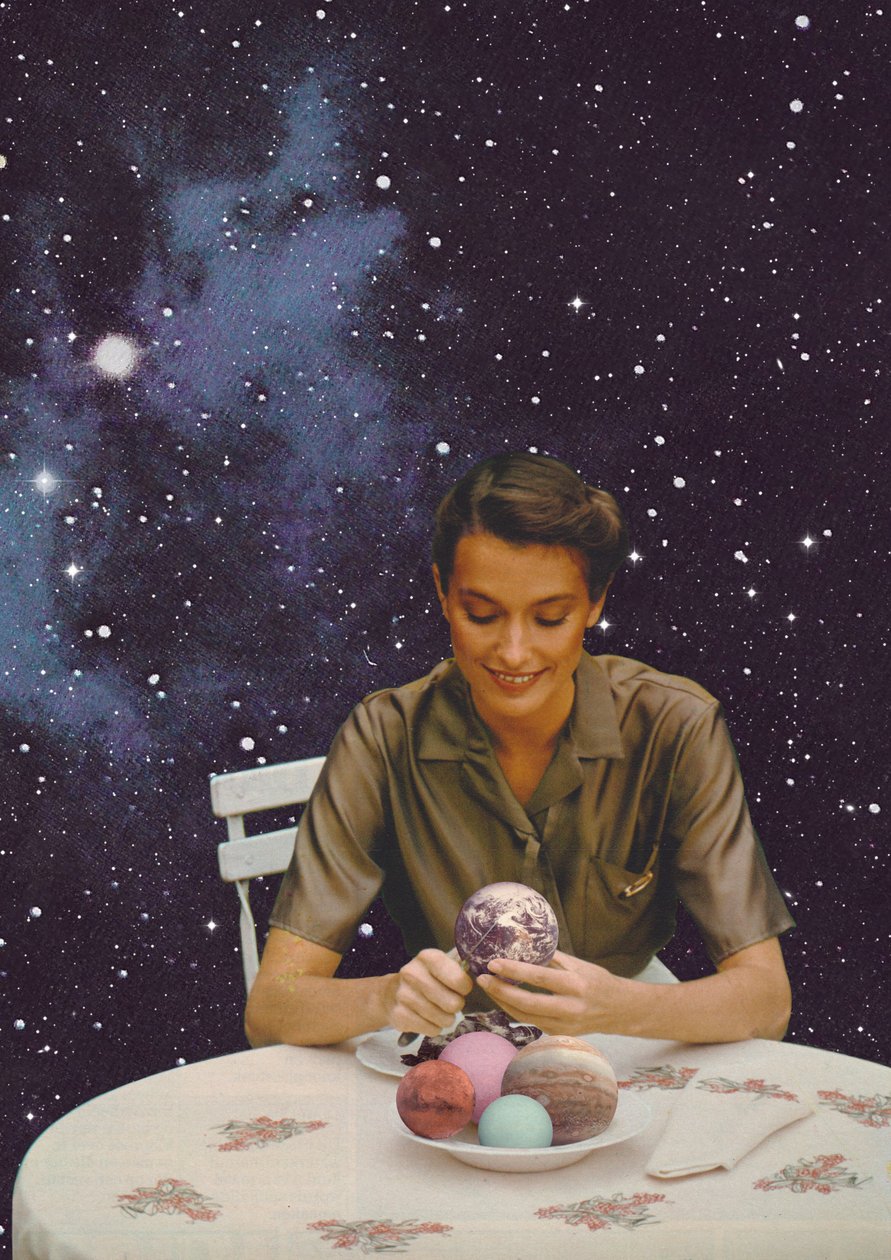 Mulher Descascando a Terra, 2020 (colagem) de Florent Bodart