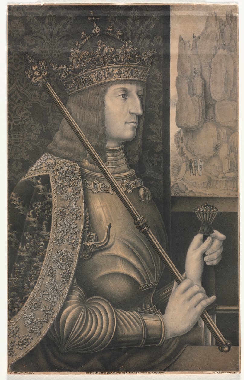Retrato do Kaiser Maximiliano I com Coroa e Cetro de Florentin Lauter