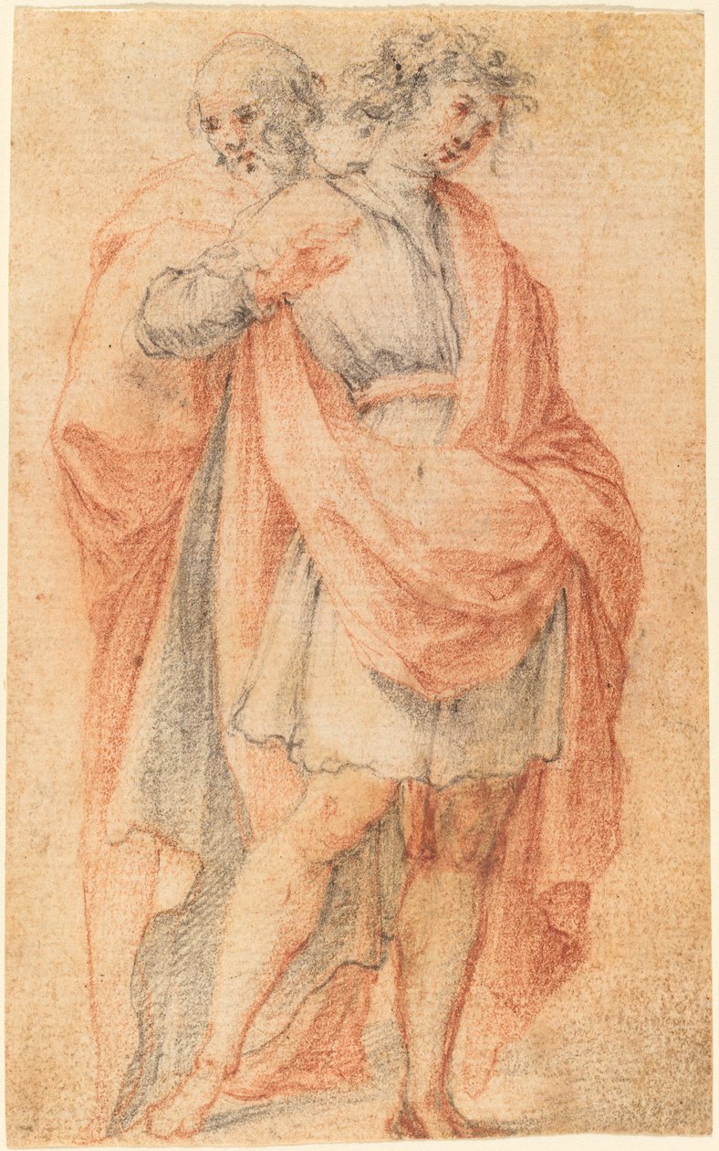 Duas figuras masculinas: um jovem e um velho de Florentine 17th Century