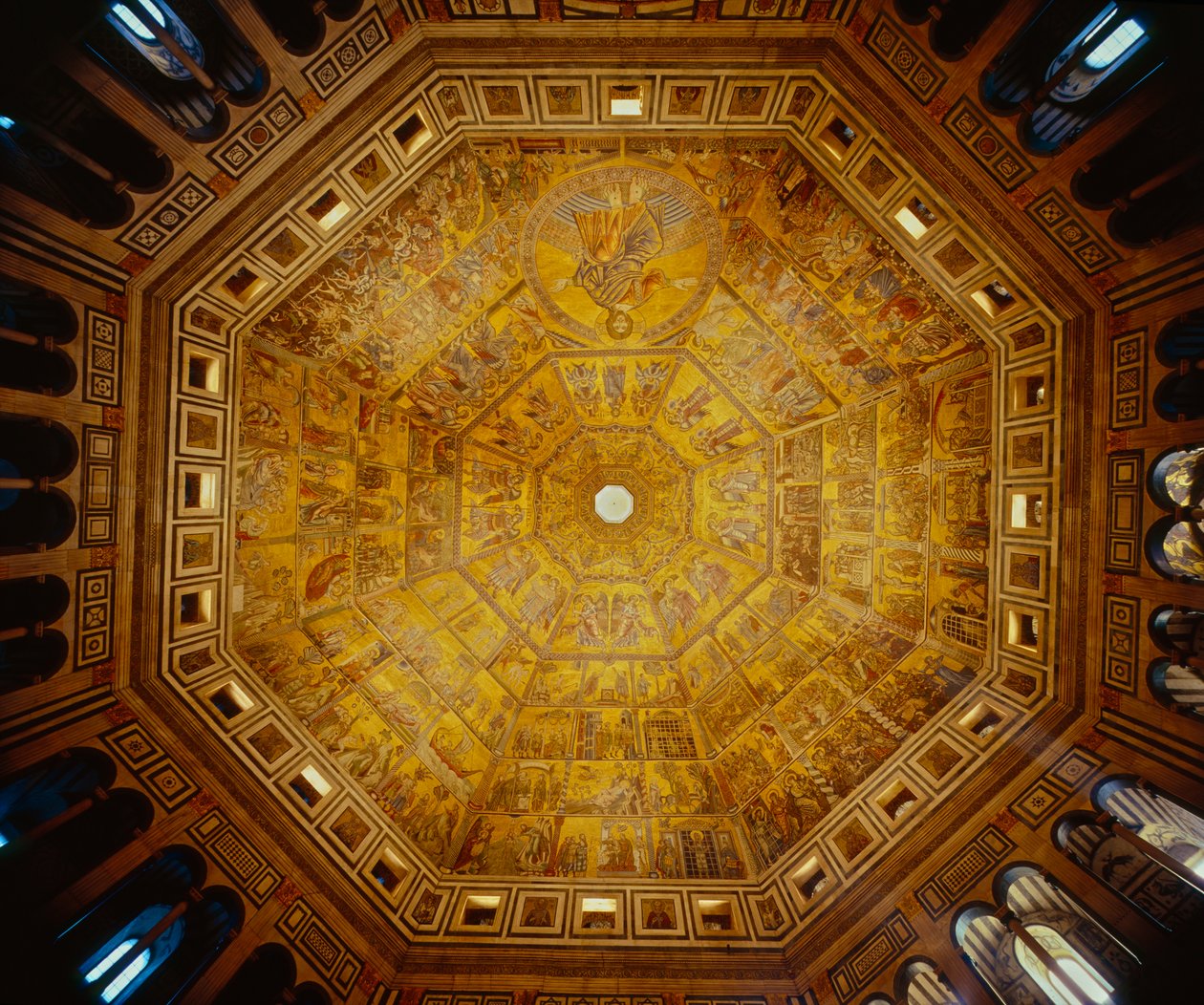 Teto abobadado de St Johns Baptistry, Florença (mosaico) de Florentine School