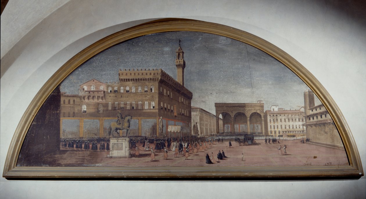 Lunette com vista da Piazza della Signoria, Florença de Florentine School