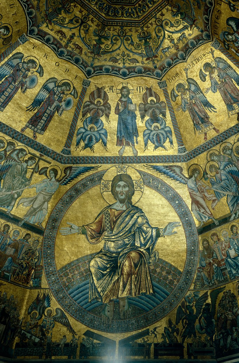 Mosaico no teto abobadado de St Johns Baptistry, Florença (mosaico) de Florentine School