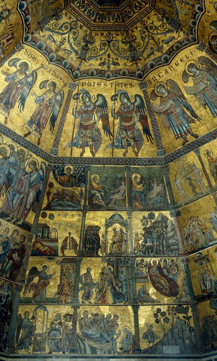 Mosaico no teto abobadado de St Johns Baptistry, Florença (mosaico) de Florentine School