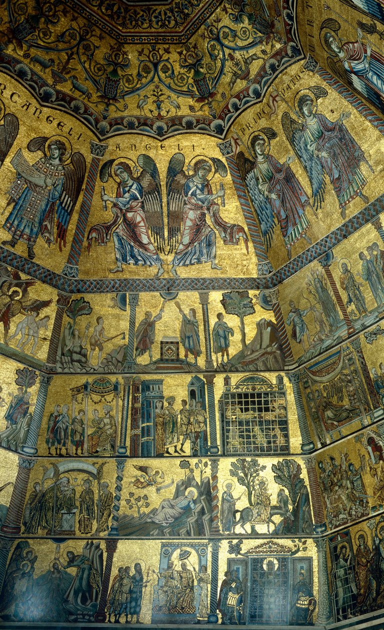 Mosaico no teto abobadado de St Johns Baptistry, Florença (mosaico) de Florentine School