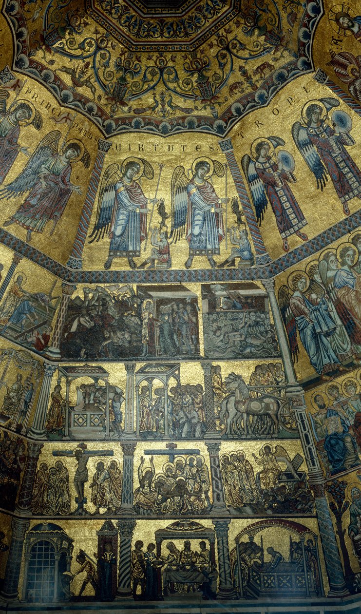 Mosaico no teto abobadado de St Johns Baptistry, Florença (mosaico) de Florentine School