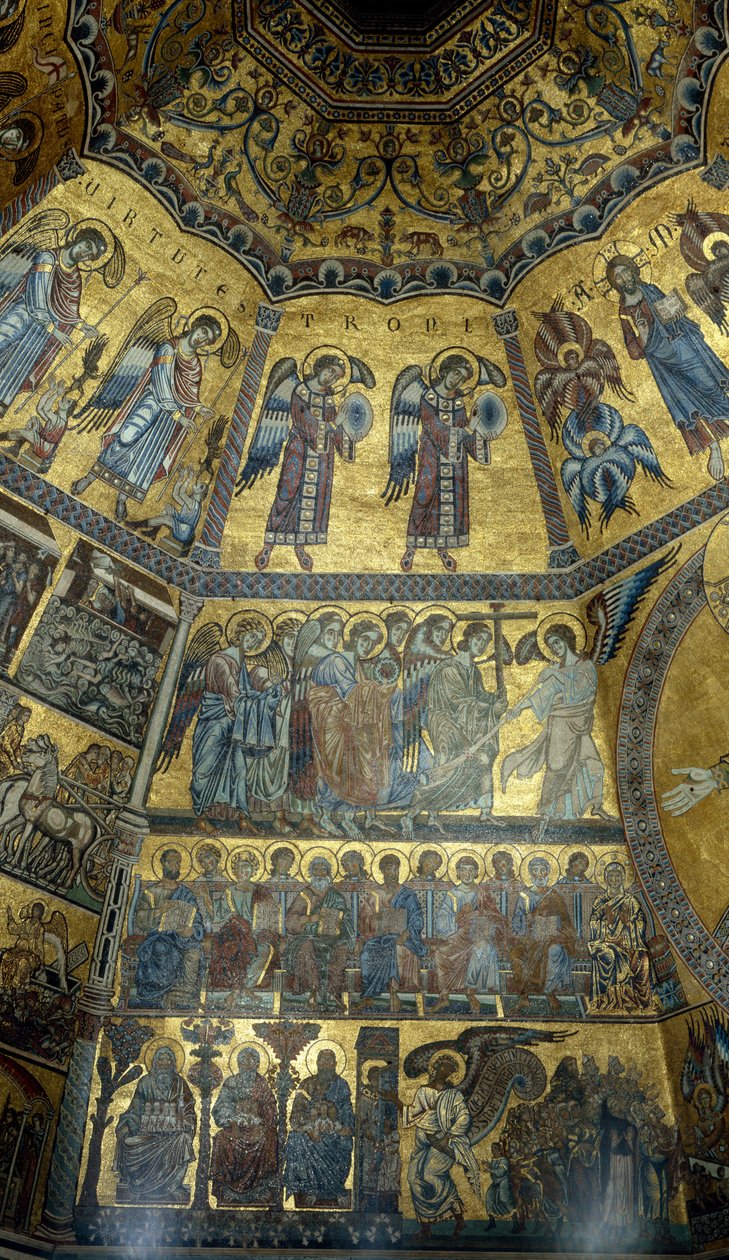 Mosaico no teto abobadado de St Johns Baptistry, Florença (mosaico) de Florentine School