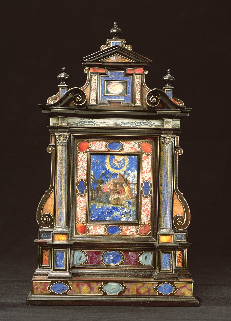 Retábulo Portátil, com a Natividade, Florentino (pietra dura) de Florentine School