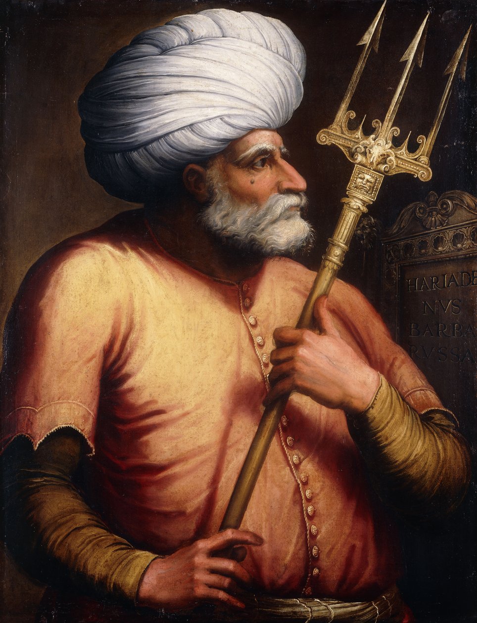 Retrato de Khair el-Din Barbarossa, meio comprimento, segurando um Tridente, c.1580 de Florentine School