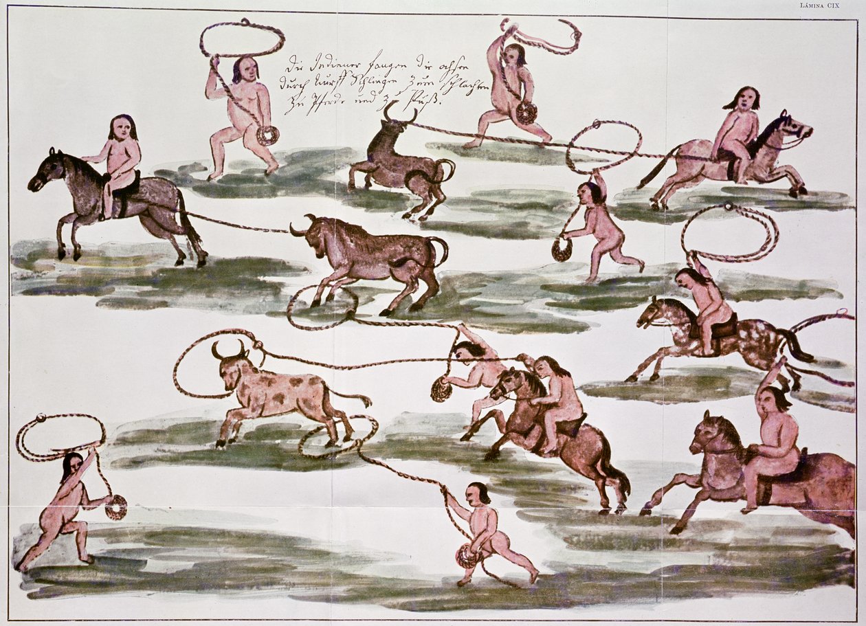 O método indiano de caça Mocovi, ilustração de 