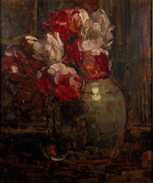 Jarra de gengibre com tulipas de Floris Verster