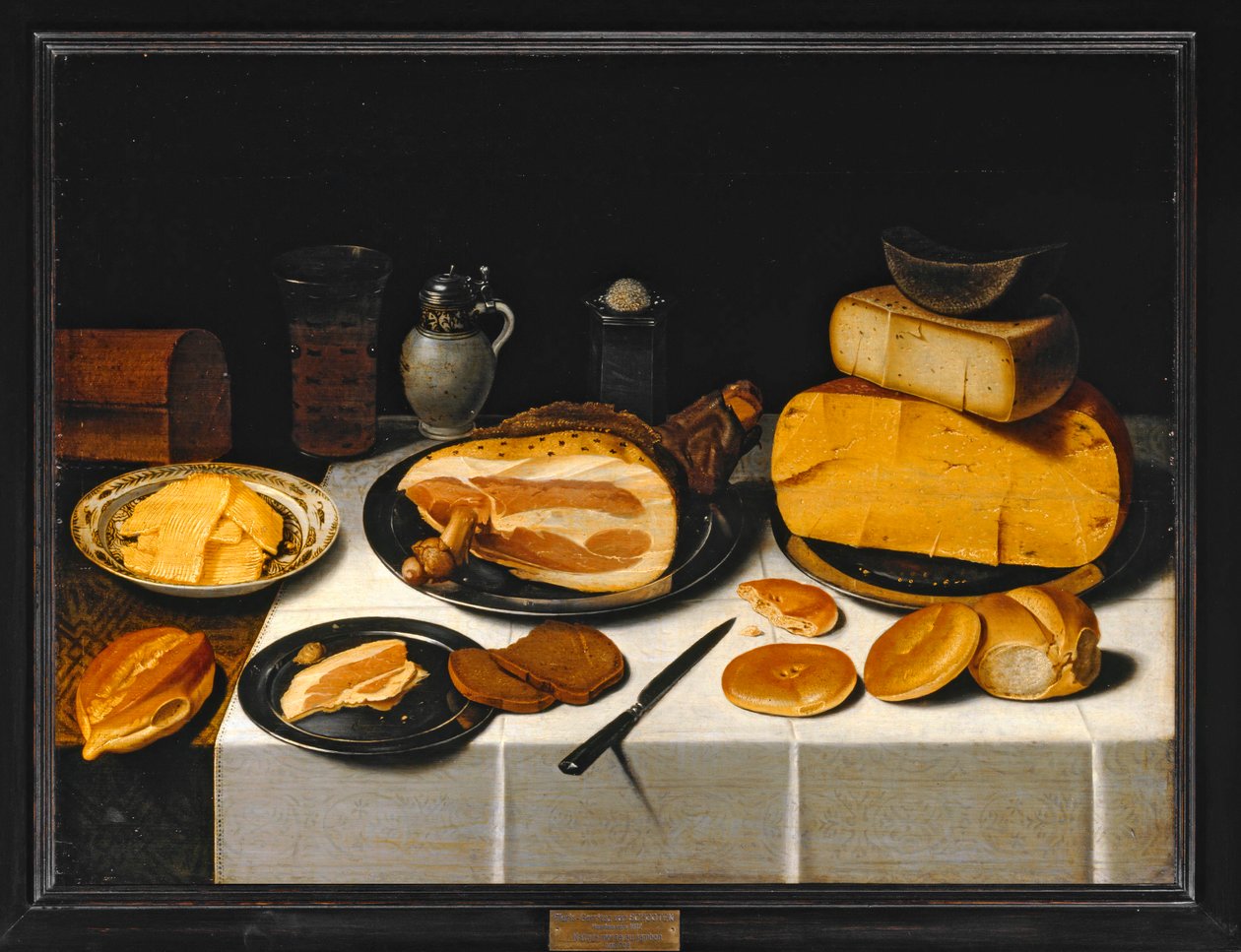 Natureza morta com presunto ... de Floris van Schooten
