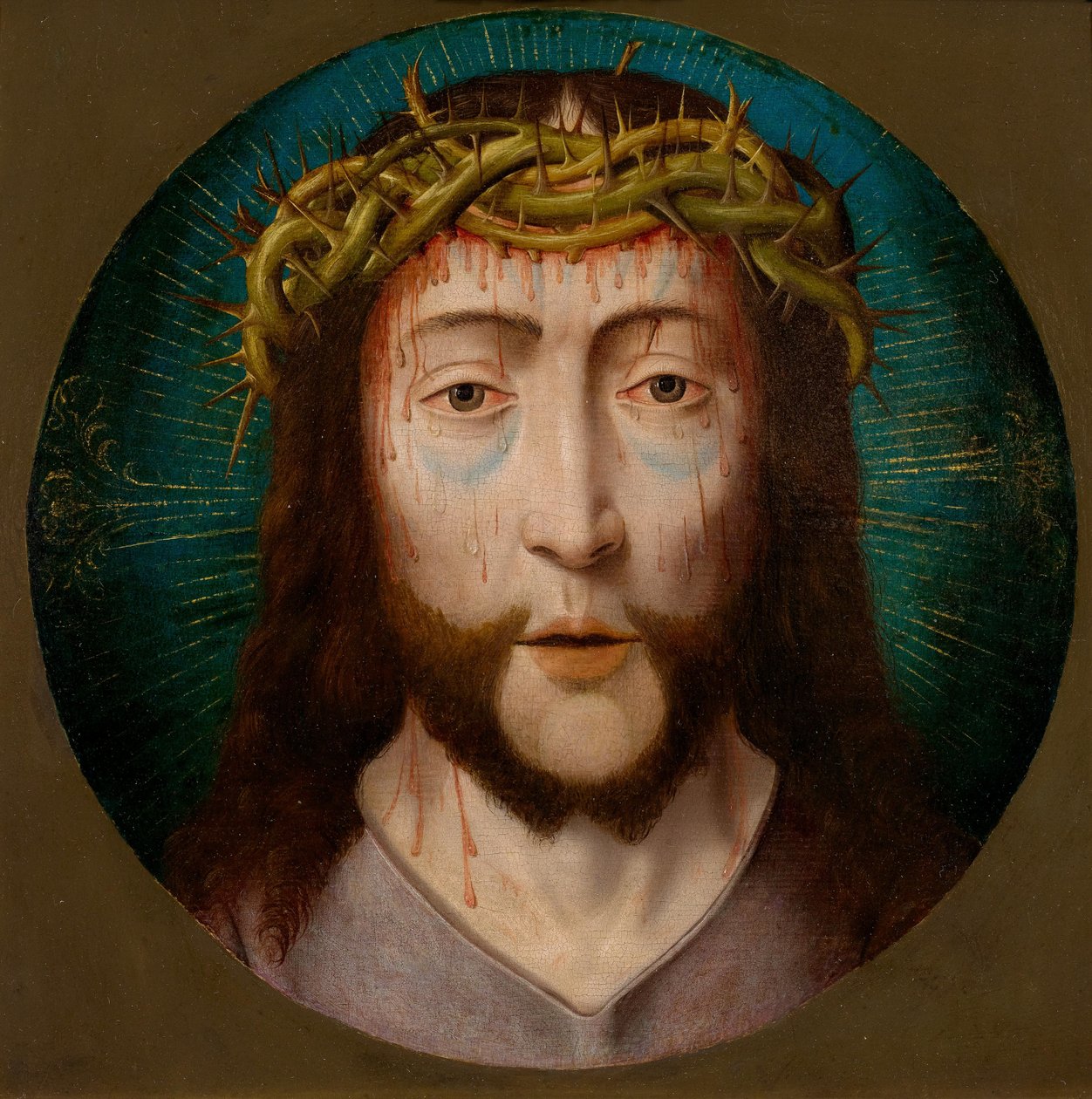 Cristo com coroa de espinhos de Follower of Aelbrecht Bouts