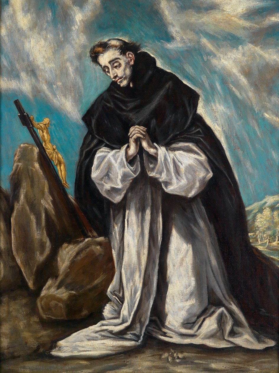 O santo Dominic em oração de Follower of El Greco