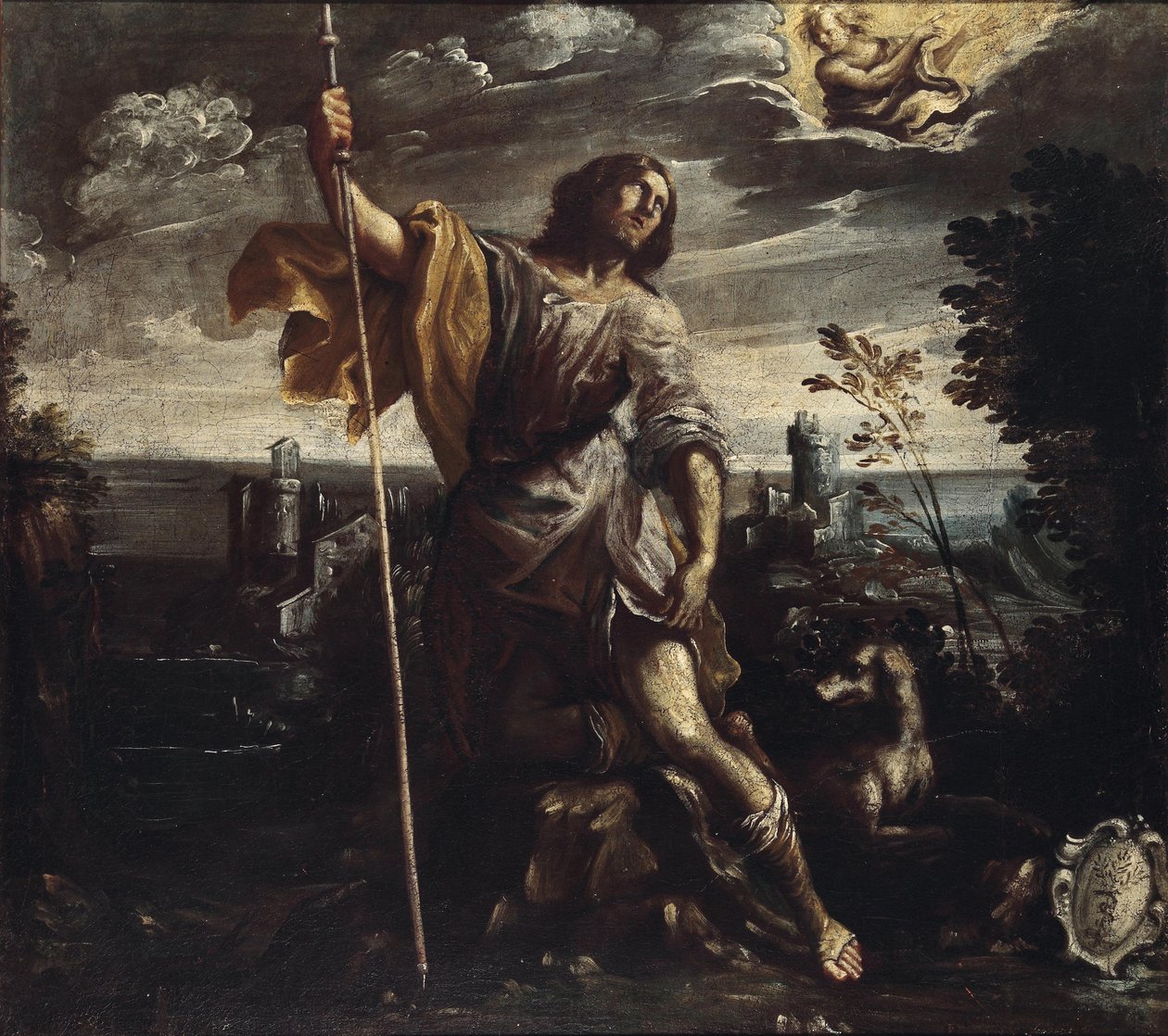 São, rochus, em, um, paisagem de Follower of Giovanni Andrea Donducci