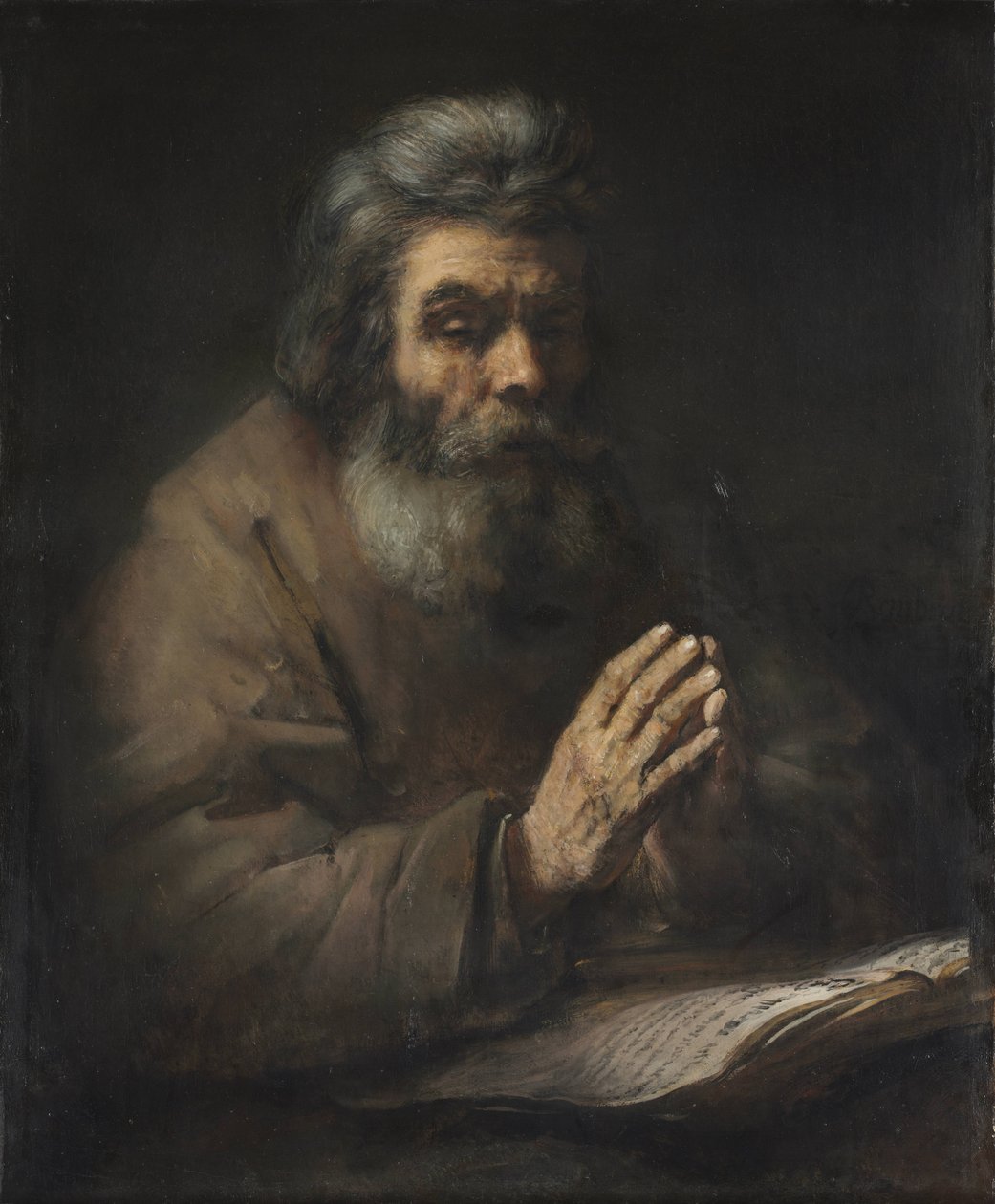 Um homem idoso em oração de Follower of Rembrandt