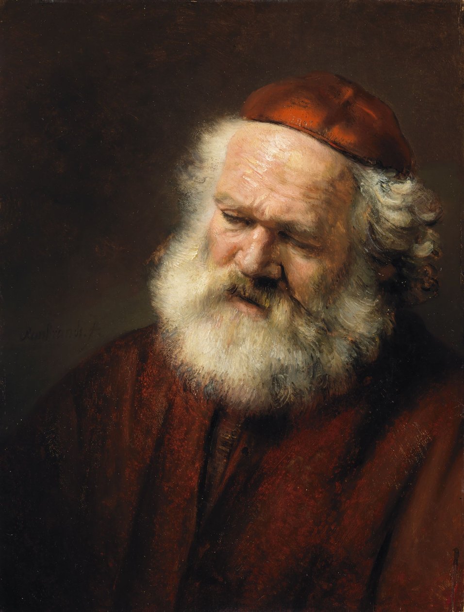 Cabeça de um homem velho de Follower of Rembrandt