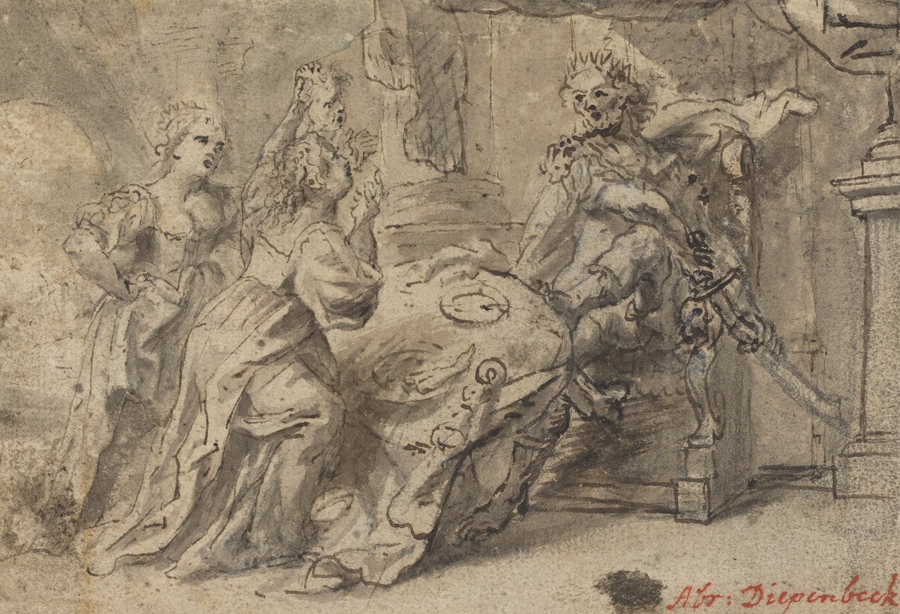 Filomela, Procne e o rei trácio Tereus de Follower of Abraham van Diepenbeeck