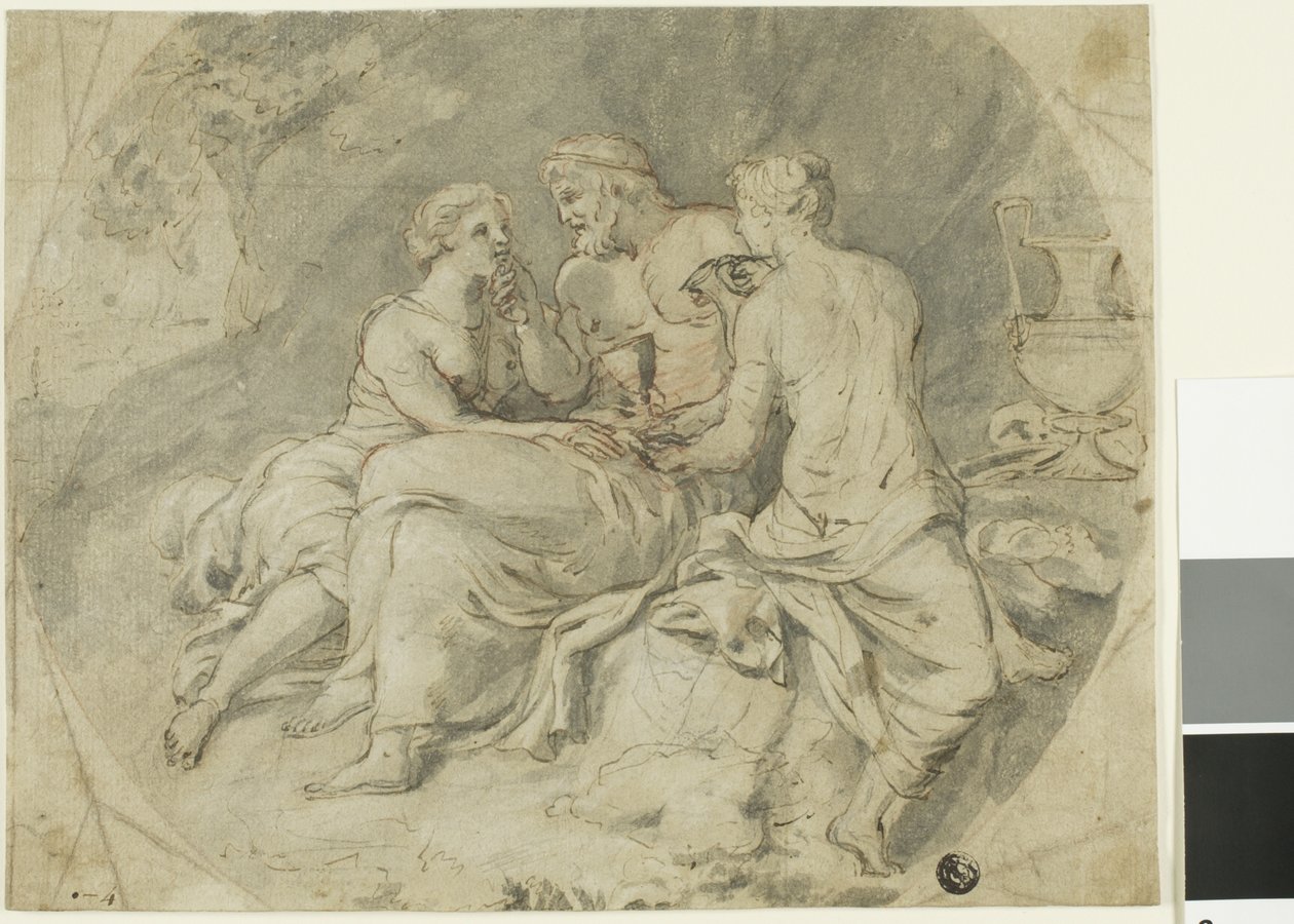 Ló e suas filhas de Follower of Charles Le Brun