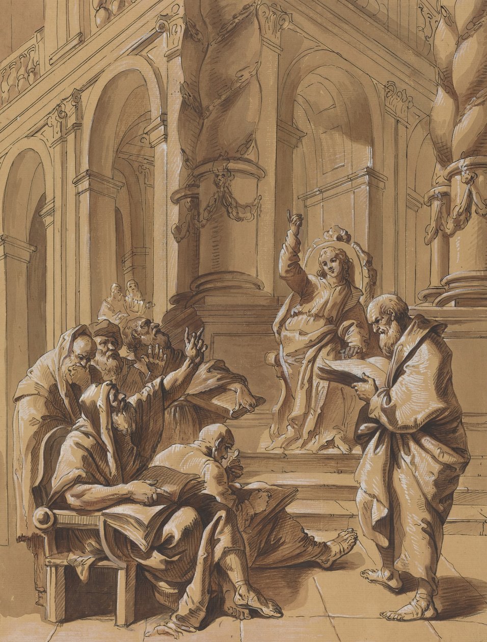 Cristo entre os médicos de Follower of Francesco Fontebasso