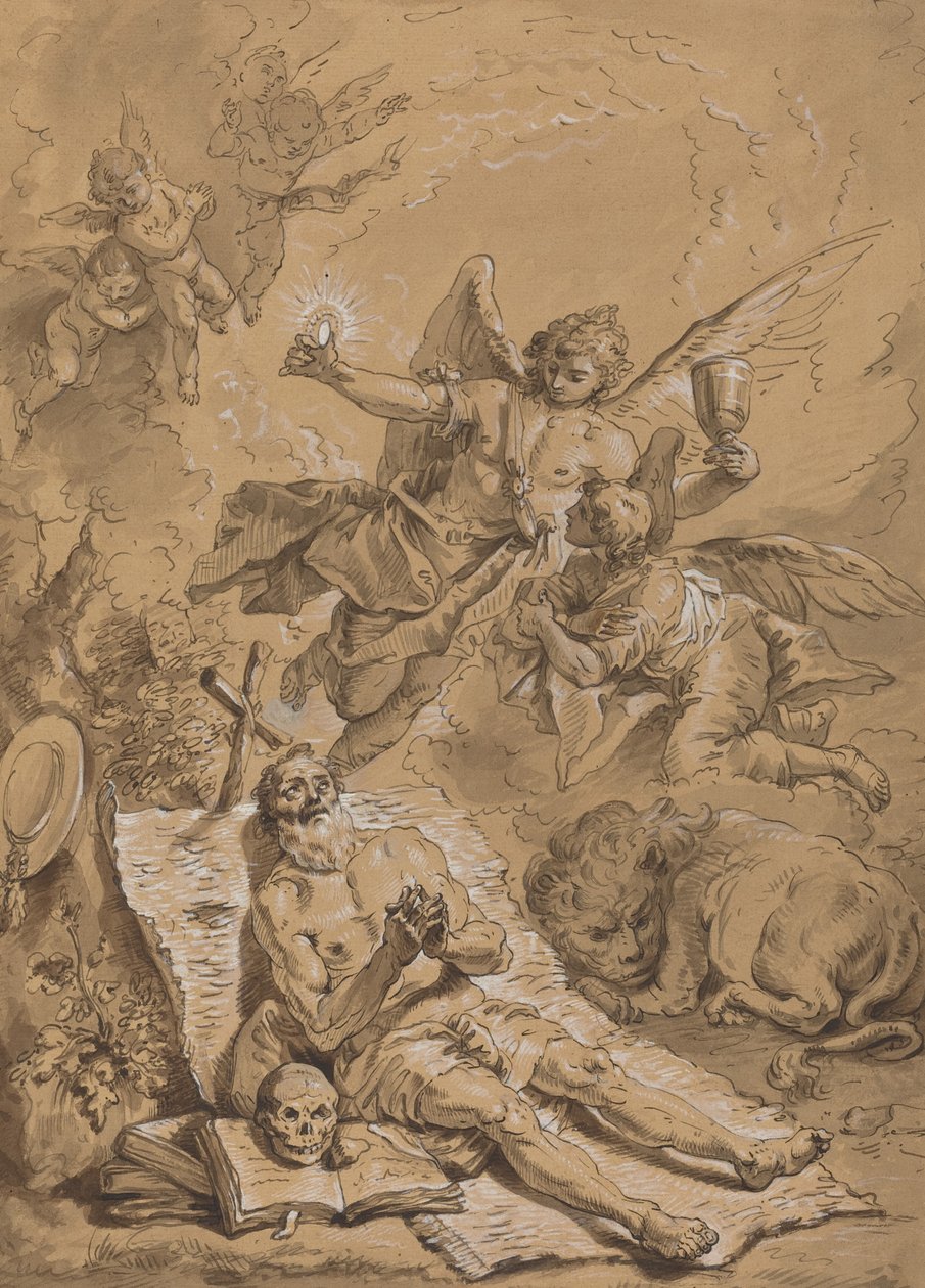 Última Comunhão de São Jerônimo de Follower of Francesco Fontebasso