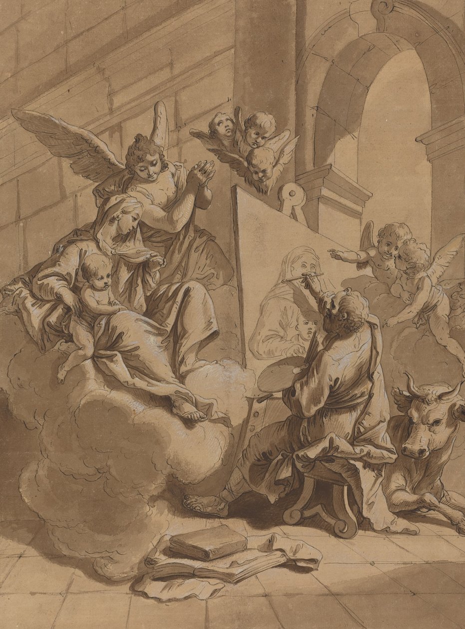 São Lucas pintando a Virgem de Follower of Francesco Fontebasso