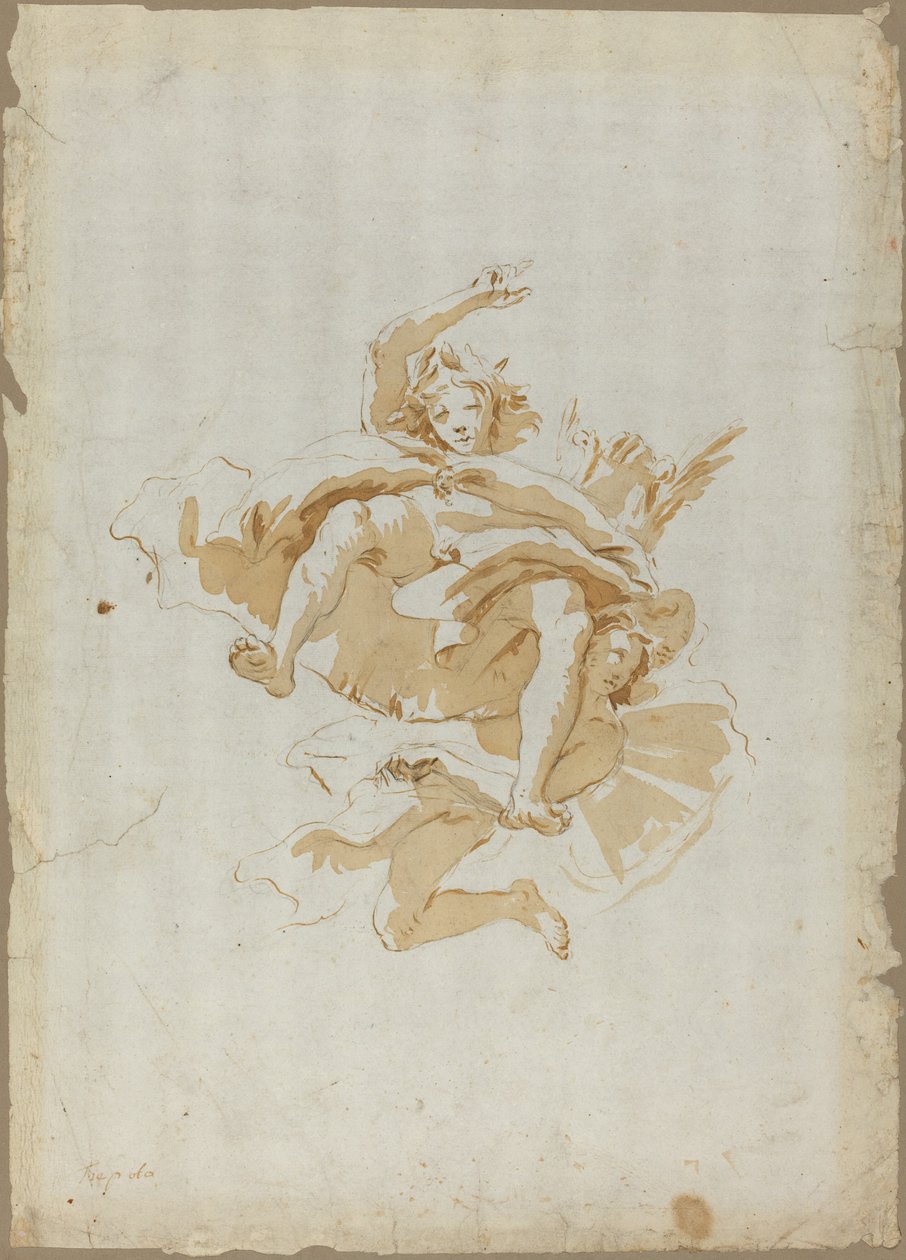 Desenho para um afresco no teto de Follower of Giovanni Battista Tiepolo