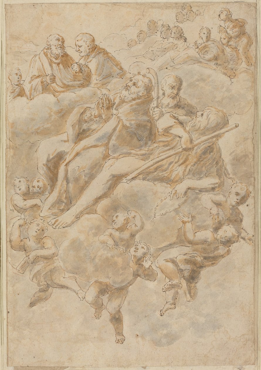 Êxtase de um santo de Follower of Giovanni Lanfranco
