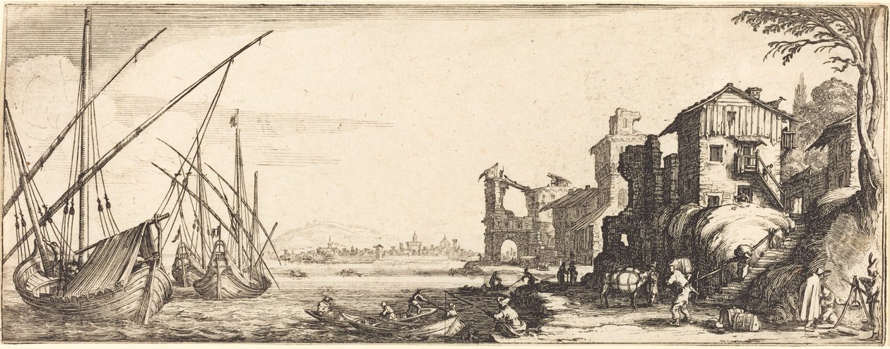 O pequeno porto de Follower of Jacques Callot