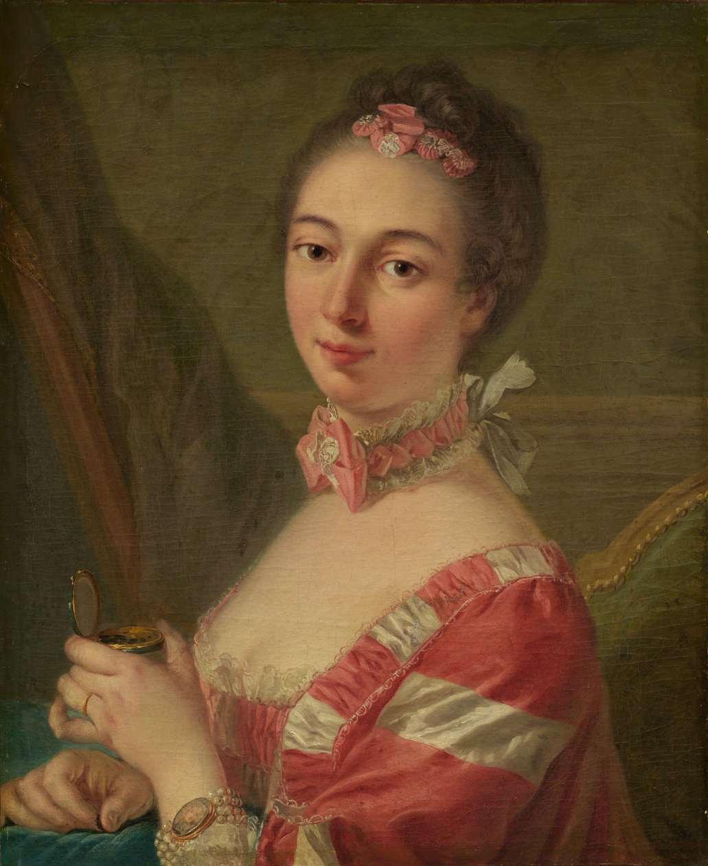 Retrato de uma senhora de Follower of Louis Michel Van Loo
