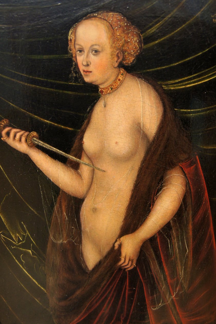 Alemão: Selbstmord der Lucretia O Suicídio de Lucretia de Follower of Lucas Cranach the Elder