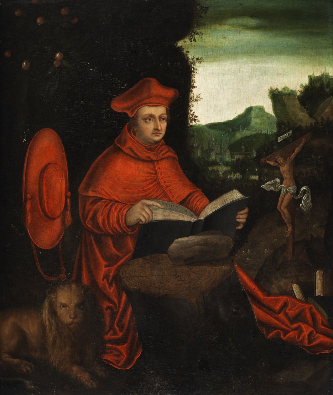 Cardeal Albrecht von Brandenburg como o pai da igreja Jerónimo de Follower of Lucas Cranach the Elder