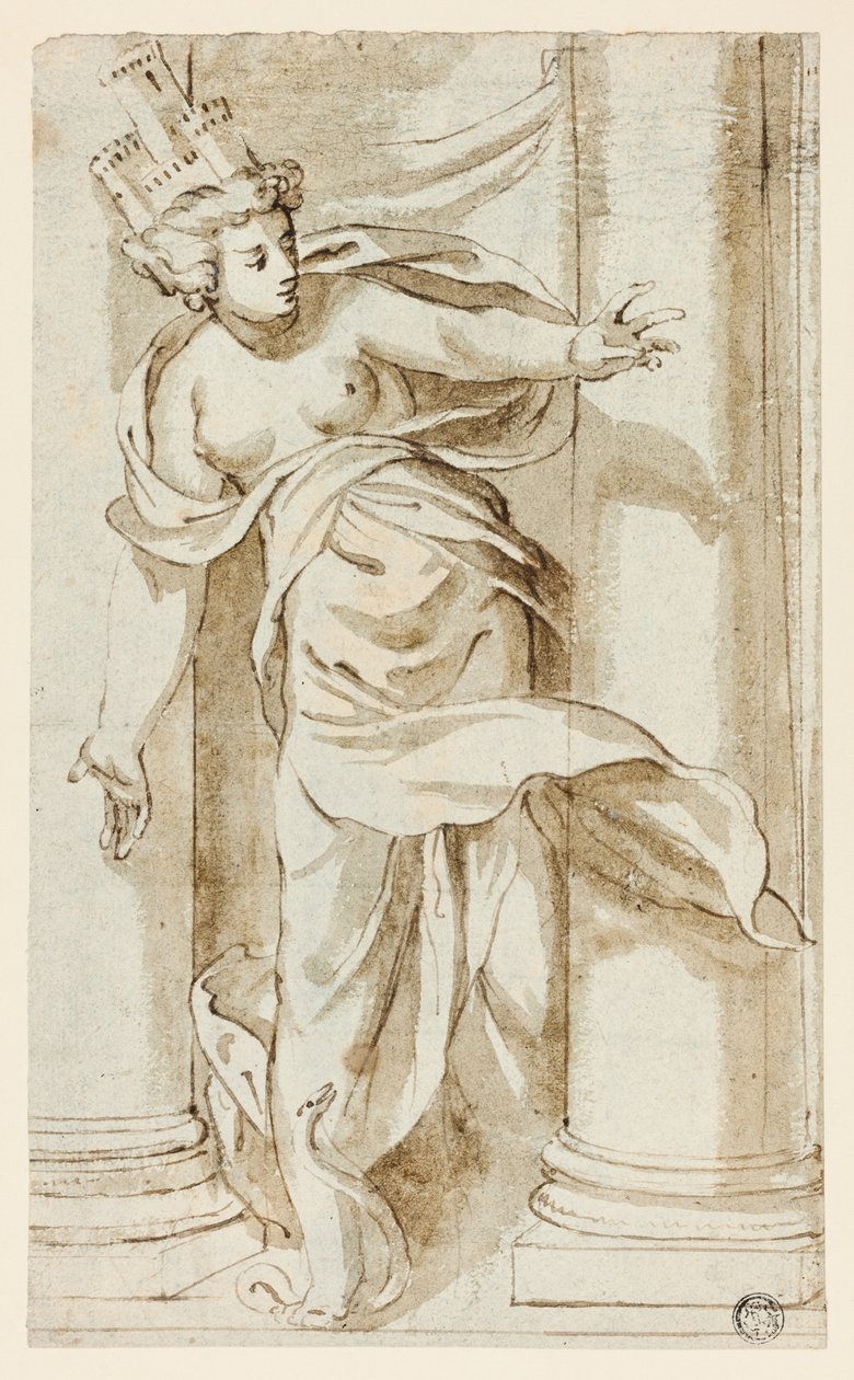 Cibele a pisar uma serpente de Follower of Paolo Farinato