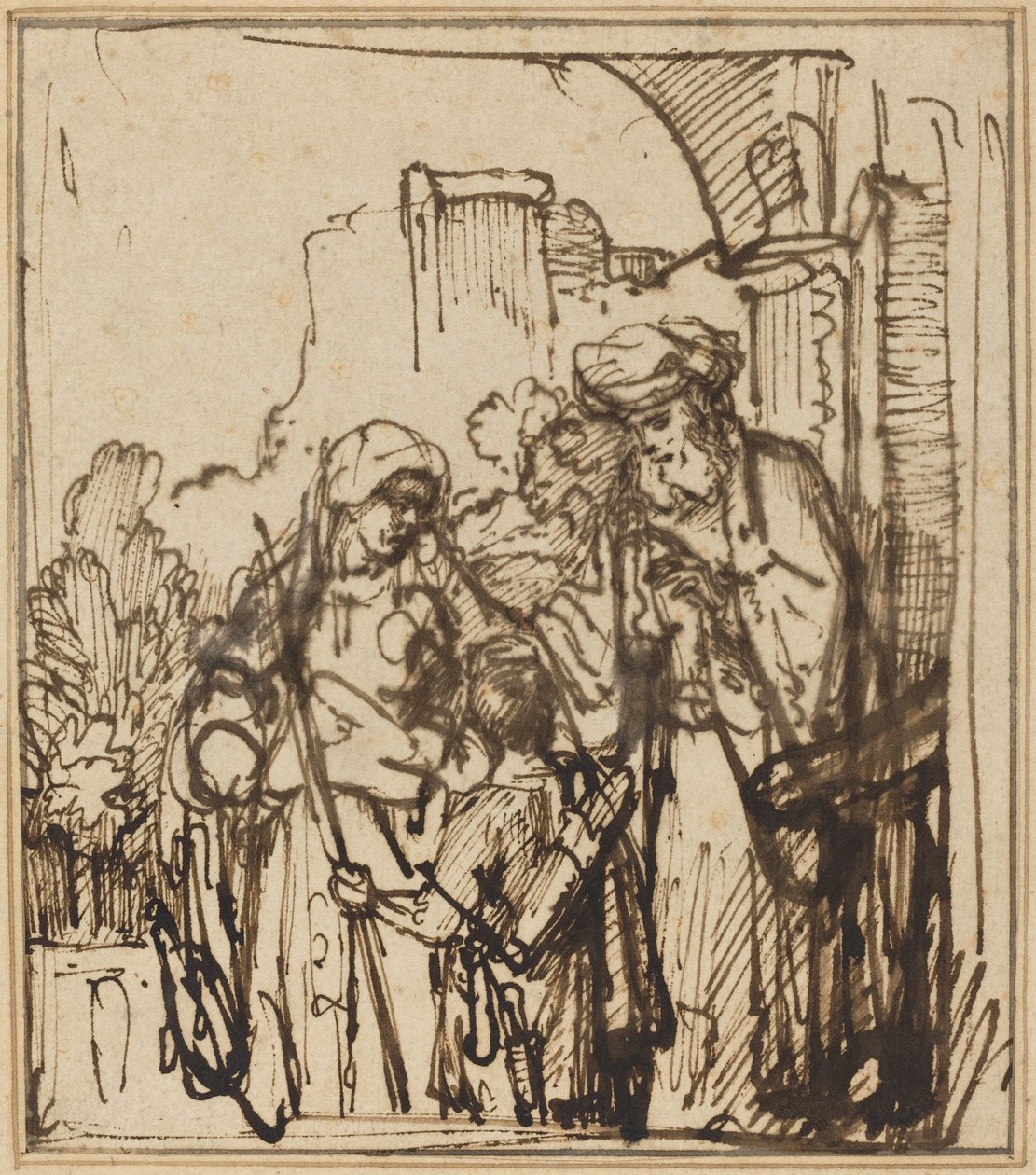 A demissão de Agar de Follower of Rembrandt van Rijn
